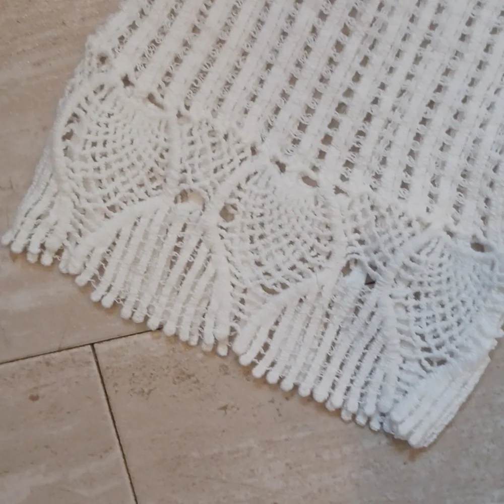 NWT Misia Creamy White Cotton Crochet Knit Unique Cover-Up - Picture 4 of 9